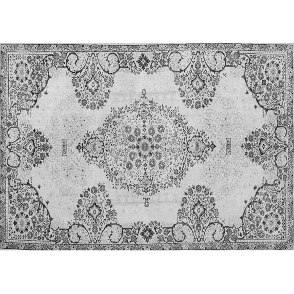 Ahgly Company Indoor Rectangle Medallion Gray Traditional Area Rugs, 5' x 7'