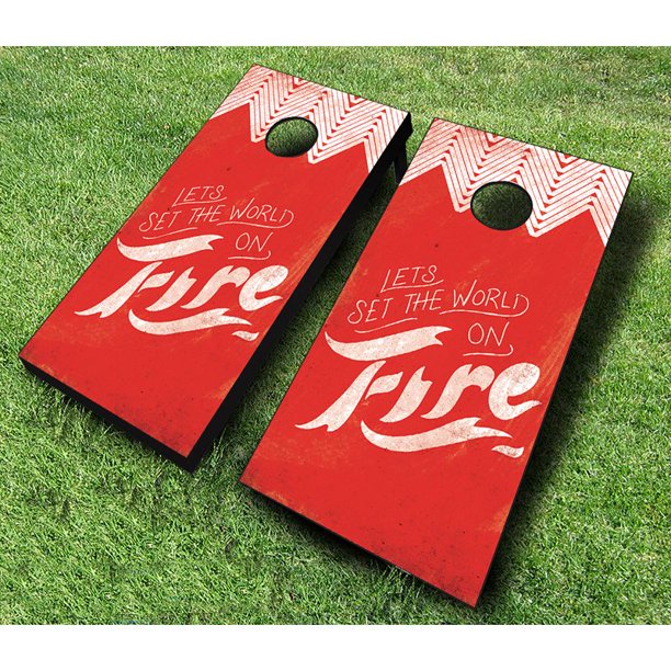 Ajj Cornhole World On Fire Cornhole Set Walmart Com