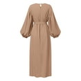 thumbnail image 4 of ZANZEA Women Muslim Islamic Kaftan Dress Retro ONeck Puff Sleeve Long Dress, 4 of 9