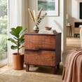 thumbnail image 4 of Ktaxon Solid Wood Nightstand with 2 Drawer Traditional Farmhouse Nightstand Bedside Table End Table, Walnut, 4 of 8