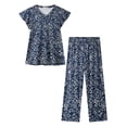 thumbnail image 6 of Fantaslook Flower Womens Pajamas Sets Two Piece Casual Lounge Sets Ruffle Sleeve Tops Wide Leg Pants with Pockets Summer Sleepwear Travel Outfits, 6 of 7