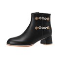 thumbnail image 1 of NECHOLOGY Botas Mujer Adulto Femenino Zapatos Botines mujer Zapatos de mujer de moda Estilo inglés Cuero Tacón bajo Tacón grueso Cremallera lateral Botas casuales (Black, 7.5), 1 of 4