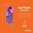 thumbnail image 5 of O2COOL Sport Misting Fan - Portable Pocket Size Battery Powered Cooling Fan With Carabiner Clip (Purple) 2 Pack Purple 2, 5 of 6