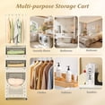 thumbnail image 4 of Gymax 4-Tier Laundry Cart w/ Hanging Bar Folding Laundry Hamper w/ Lockable Wheels, 4 of 10
