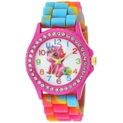 Rhinestone-Accented Hot Pink Lucky Baby Unicorn Gift Watch for Girls. Rainbow Eco Friendly Silicone Band.