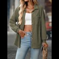 thumbnail image 4 of Camisas de Punto Gofre con Botones para Mujer, Chaqueta Informal de Larga, Blusas Estilo Boyfriend, Corte Holgado Verde L, 4 of 9