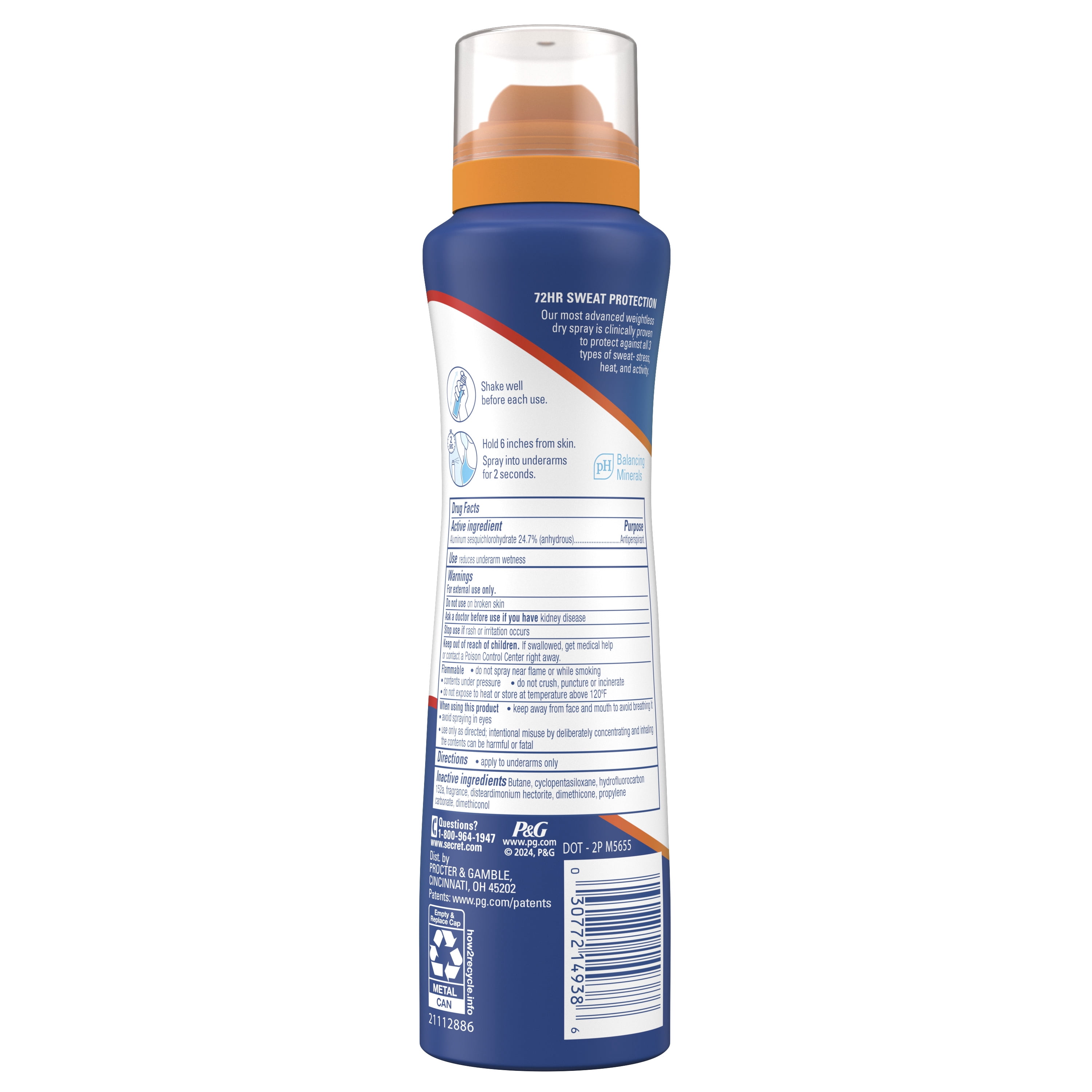 Secret Antiperspirant & Deodorant for Women, Clinical Strength Dry Spray, Stress Response Scent, 3.8oz