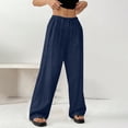thumbnail image 4 of Womens Wide Leg Pants Spring And Summer Thin Solid Pocket Casual Pull On Pants for Travel and Daily Wear Wide Leg Trousers Women, 4 of 7