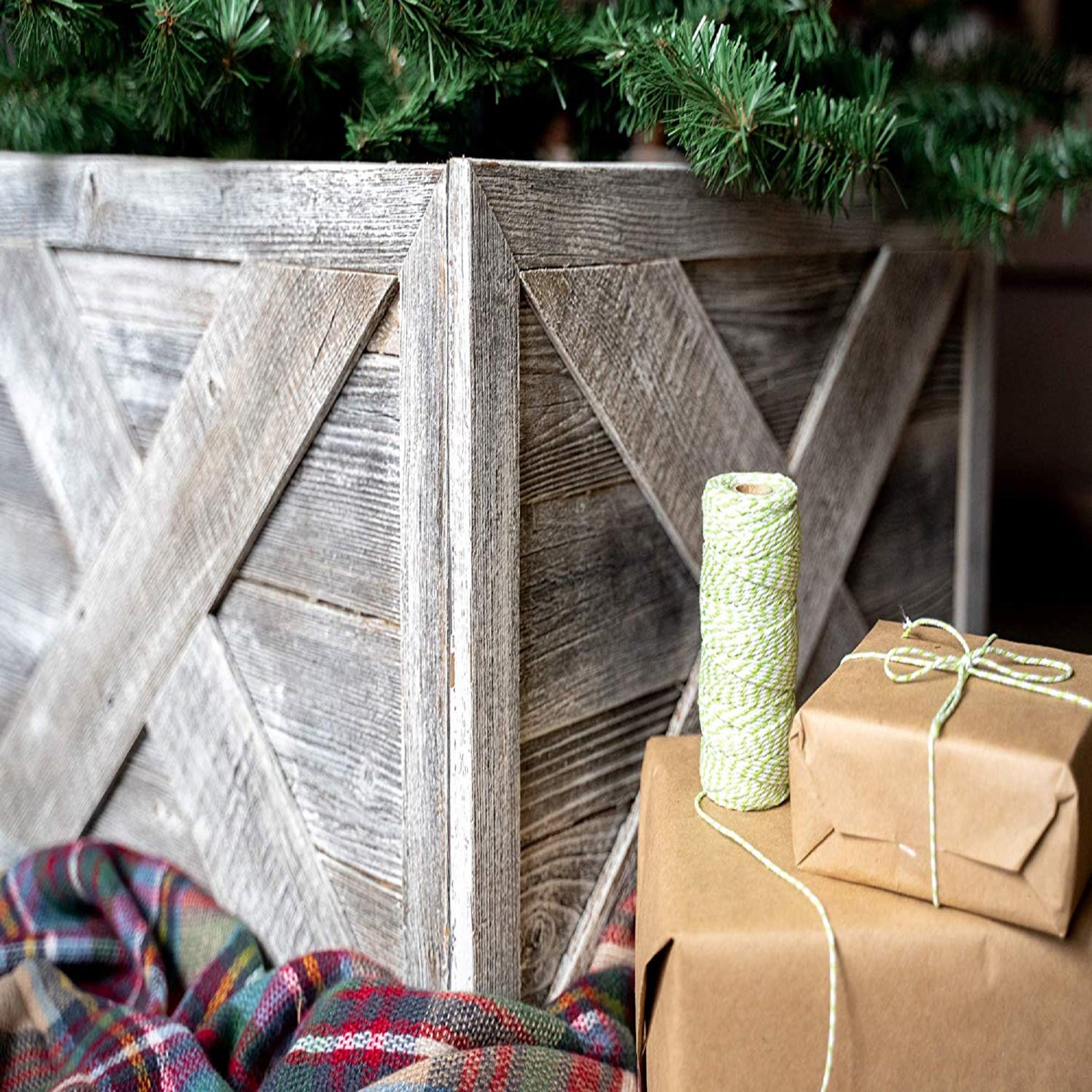 BarnwoodUSA Deluxe Wooden Tree Box Collar Natural Weathered Gray