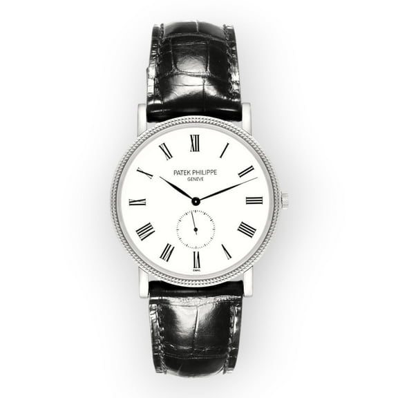 Pre-Owned Patek Philippe Calatrava 5116 White Gold White Roman Dial Mens Watch