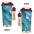 thumbnail image 2 of Stainless Steel Coffee Cup 7.7×2.6×3.5in Tapered Design Nylon Woven Wrist Strap Portable Durable Cup Bottom With Non-Slip Sticker Teal Marble_3, 2 of 8