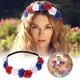 thumbnail image 2 of Diadema con flores patrióticas rojas, blancas y azules - Diseño de tela ajustable, cómoda y elegante - para fiestas, bodas, fiestas y uso diario, 2 of 8