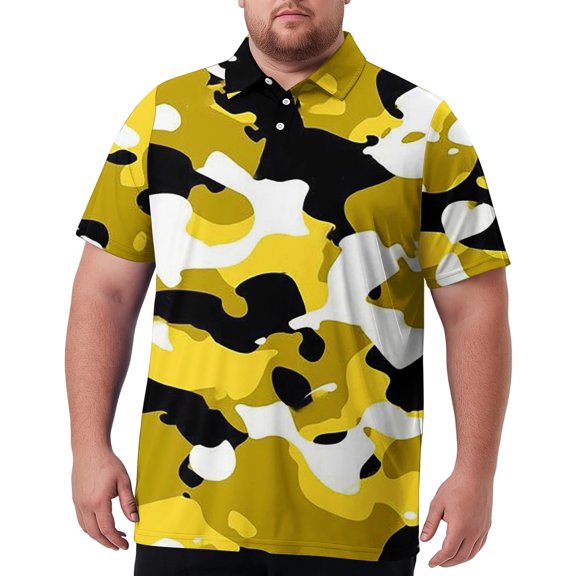 Trgacdwlo XL-8XL Camouflage Polo T Shirts for Men Big and Tall Short Sleeve Mens Athletic Shirts Breathable Golf Shirts for Men