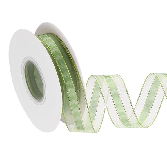 Uxcell Sheer Organza Ribbon (1 Inch x 25 Yards) - Love Heart with Chiffon Yarn Silk Ribbon Edge, for Gift Wrapping Wedding Birthday Bouquet Crafts DIY Decor, Green