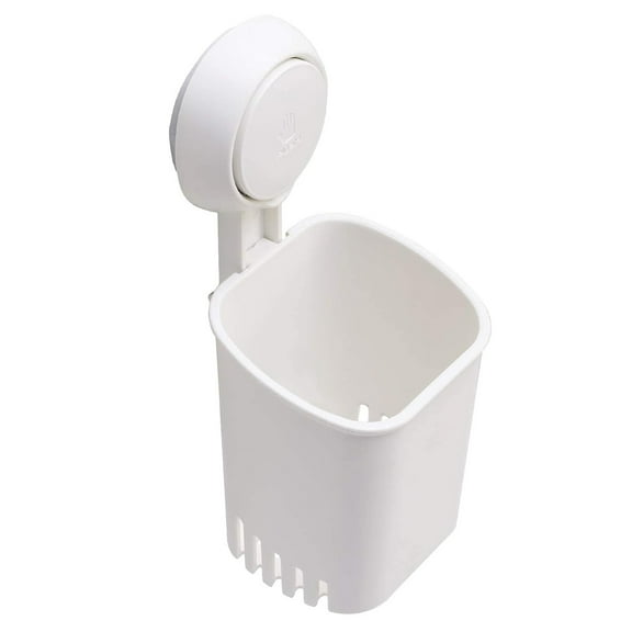MUNDIDO Powerful Suction Cup Toothbrush Holder, Drill-Free Wall Shower Holder for Toothbrush, Toothpaste, Razor, Removable Suction Cup in Shower, Self-draining Kitchen Tableware Organizer, White