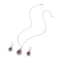 thumbnail image 2 of enjoywould 1 Set Hoop Earrings Exquisite Workmanship Inlaid Imitation Diamond Faux Purple Crystal Electroplating Geometric Decoration Gorgeous Wedding Sparkling Cubic Necklace Set Costume Accessory, 2 of 4