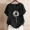 thumbnail image 2 of T-Shirt Col Rond à Manches Courtes à Imprimé Tournesol pour Femme, 2 of 2
