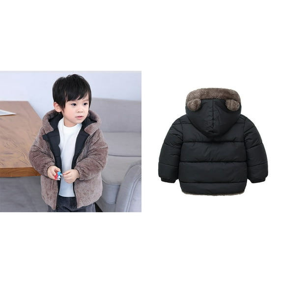 Baby Boys Winter Coat,Baby Boys Puffer Coat Cute Bear Ear Hooded Jackets with Pockets Thicken Windproof Zipper Warm Outwear for Toddler Baby Outerwear Coats Baby Winter Clothes