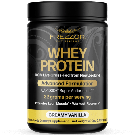 FREZZOR New Zealand 100% Grass-Fed Whey Protein Powder, Vanilla, Keto Friendly, No Added Sugar, No Preservatives