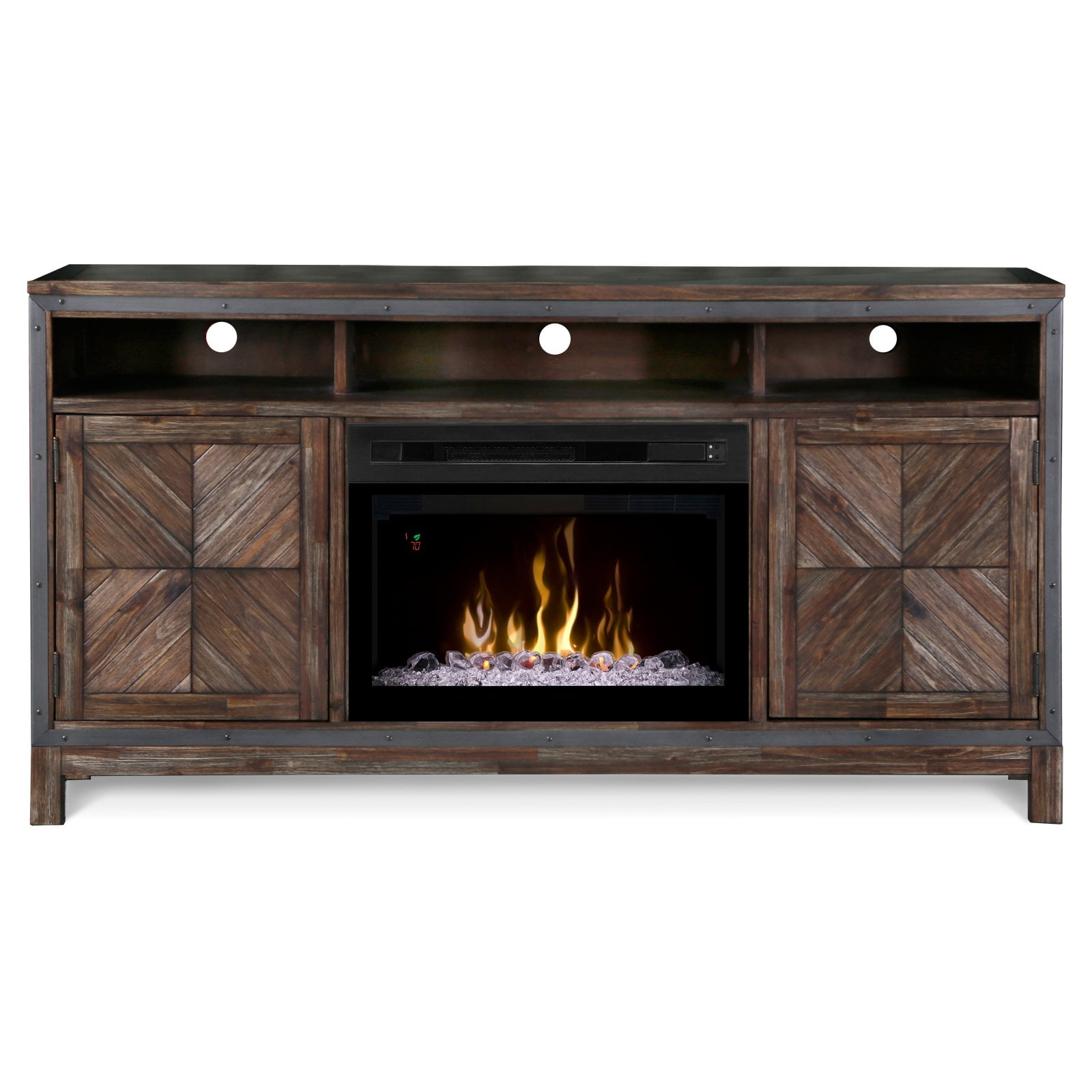 Dimplex Wyatt Media Console Electric Fireplace With Acrylic Ember Bed For Tvs Up To 50 Barley Brown