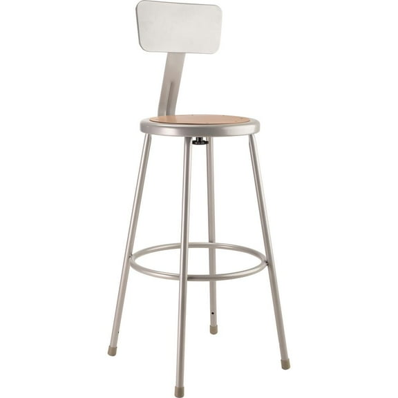 NPS 6200 Series 30" Modern Metal Heavy Duty Stool with Backrest in Gray