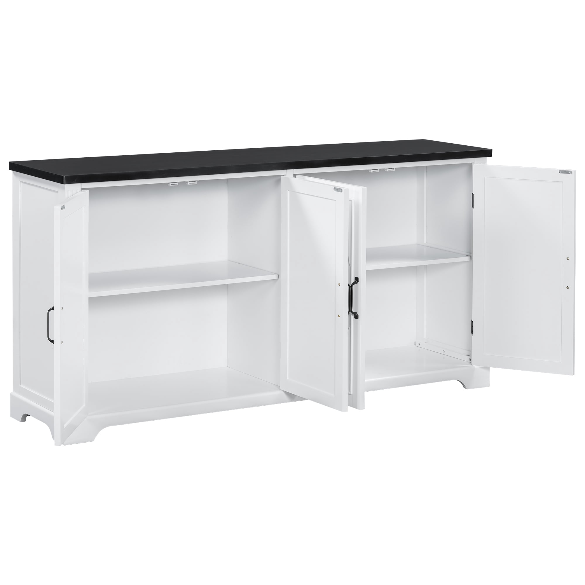 Euroco Wooden Sideboard Buffet Cabinet,62.8" Large Kitchen Storage Cabinet with Metal Handles for Kitchen Living Room,White