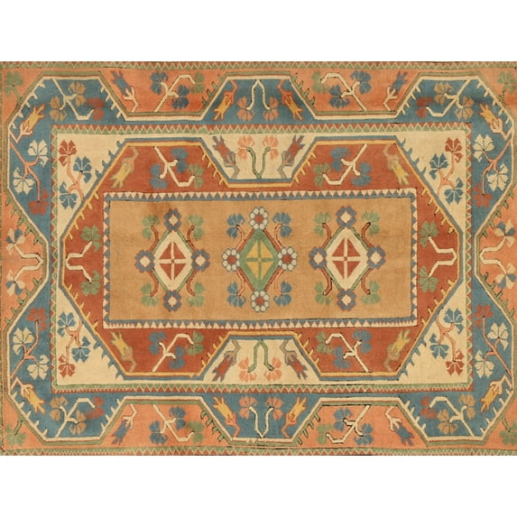 Ahgly Company Machine Washable Indoor Rectangle Traditional Metallic Gold Area Rugs, 8' x 10'