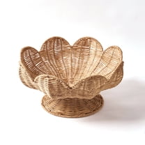 Home Decor Collection Woven Rattan Bowl with Scalloped Edges, 13.5 Inches
