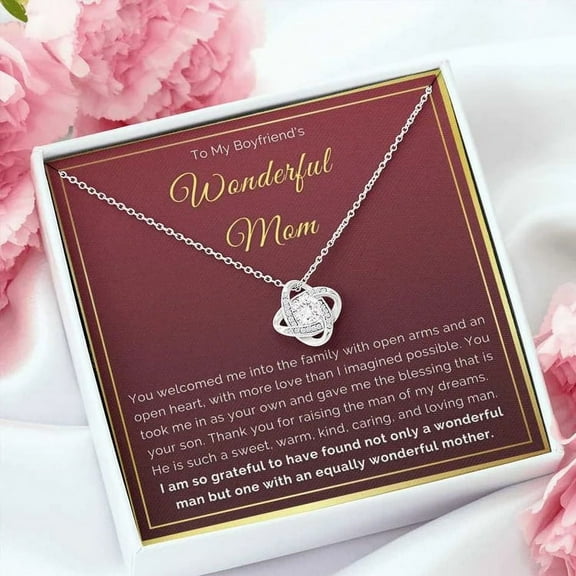 To My Boyfriend's Mom Necklace, Mother in Law Jewelry Gift for Birthday & Mother's Day, Message Card to Boyfriend Mother