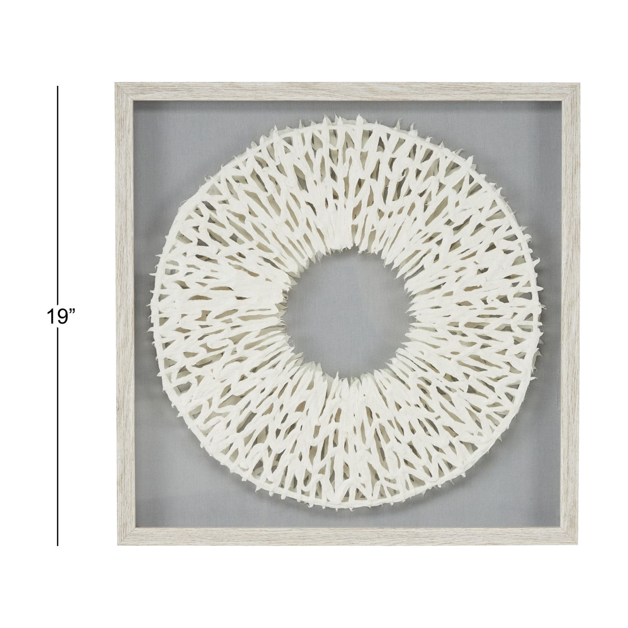 20" x 20" White Geometric Handmade 3D Circle Origami Shadow Box with Canvas Backing, by DecMode