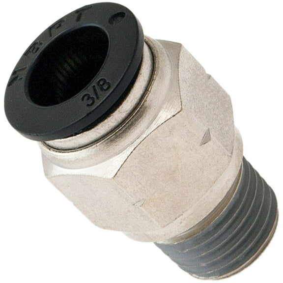 Vixen Horns 1/4" NPT Male Push to Connect (PTC) Straight Pneumatic Fitting for 3/8" OD tubes for Train/Air Horn Tanks VXA7314