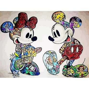 5D DIY Diamond Art Kits for Adults Mouse Cartoon, Diamond Painting Animal Paint by Numbers Full Round Drill Cross Stitch Crystal Rhinestone Home Wall Decoration 12x16 inch