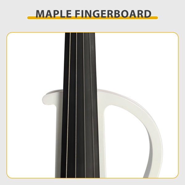Full Size 4/4 Bunnel Edge Electric Silent Violin with Case Bow Rosin Headphone Connecting Line White