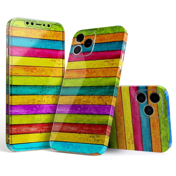DesignSkinz Neon Wood Planks Full-Body Skin Decal Wrap Cover for iPhone 16