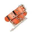 thumbnail image 2 of New Punk Style Women belt PU Leather Double Hole Pin Buckle Waist Belt for Jeans Waist Chain Luxury Belts Decorative Camel With chain, 2 of 9