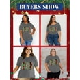 thumbnail image 4 of Anbech Christmas Trees Shirt Women Plus Size Graphic Top Merry Christmas Letter Short Sleeve Tshirt, 4 of 9