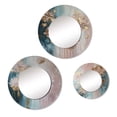 thumbnail image 2 of Designart "Abstract Retro Hydrangea Flower Blossom II" Floral Round Mirror Set of 3 - Traditional Gold Round Bedroom Mirror Wall Decor Set, 2 of 5
