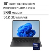 HP - OmniBook 3 16" 2K Touchscreen Laptop - Intel Core Ultra 5 (2025) - 8GB Memory - 512GB SSD - Mica Silver
