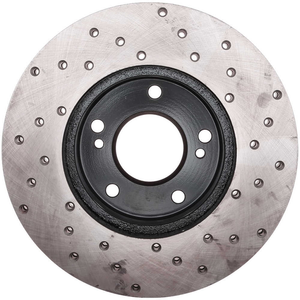 StopTech 128.42046R Sport Cross-Drilled Disc Brake Rotors, European style brake pad compounds