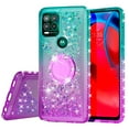 thumbnail image 2 of SOGA Quicksand Cover Cute Girl Phone Case Compatible for Moto G Stylus 5G Case, with Ring for Magnetic Car Mounts, Lanyard, Tempered Glass - Purple / Teal, 2 of 5