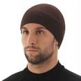 thumbnail image 2 of LEKODE Thermal Fleece Helmet Liner Skull Cap, Warm Stretch Wind‑proof Sports Beanie Hat, Soft Thin Under‑helmet Head Cover For Men Women, For Cycling Skiing Running Cold Weather Wear Coffee A, 2 of 3