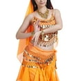 thumbnail image 3 of BellyLady Belly Dance Hip Scarf 158 Gold Coins Dance Skirt-Orange, 3 of 4