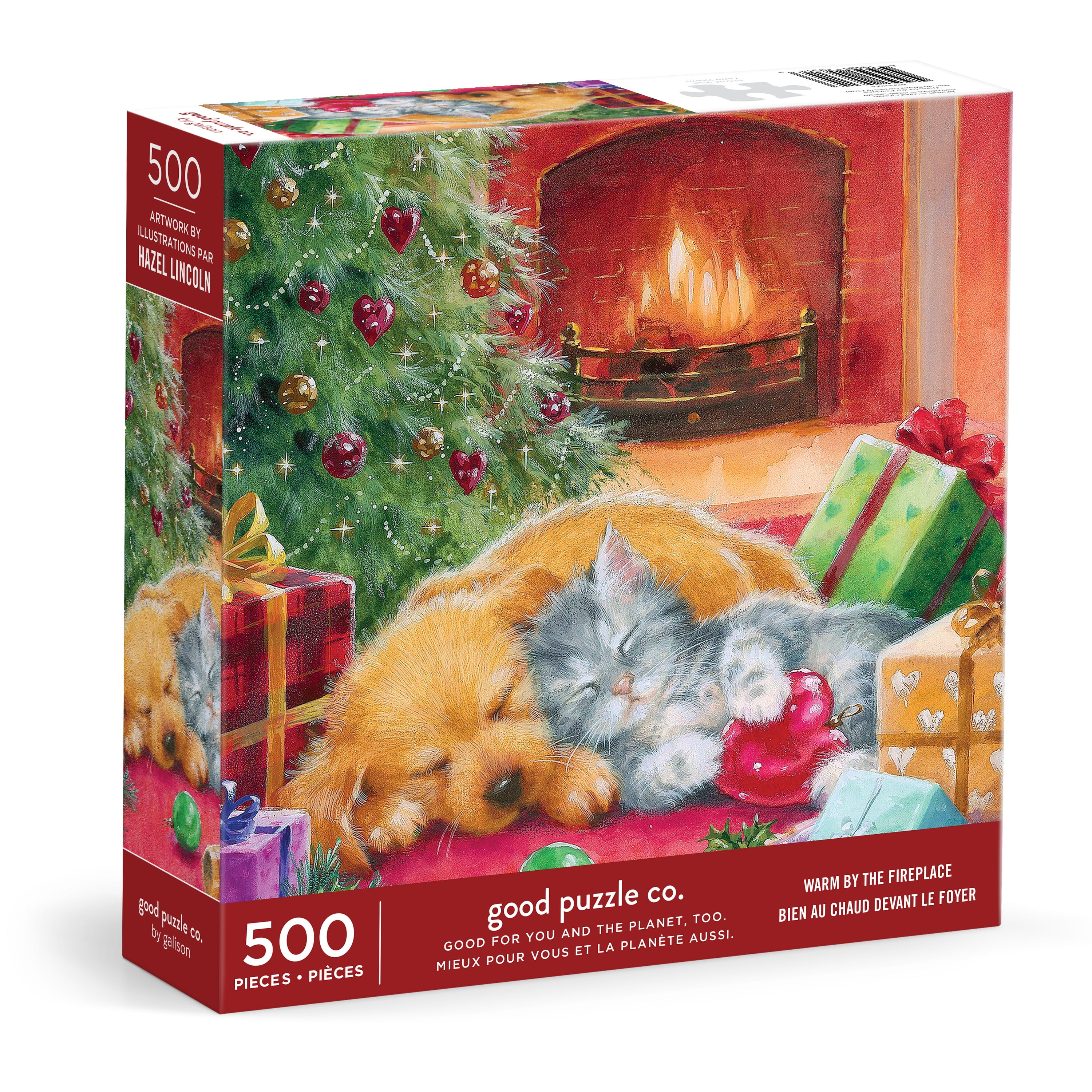 Good Puzzle Co. 500-Piece Warm by the Fireplace Cardboard Jigsaw Puzzle