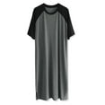 thumbnail image 5 of Unique Bargains Men's Nightshirt Raglan Sleeves Loose Fit Lounge Nightgown XL Dark Gray Black, 5 of 6