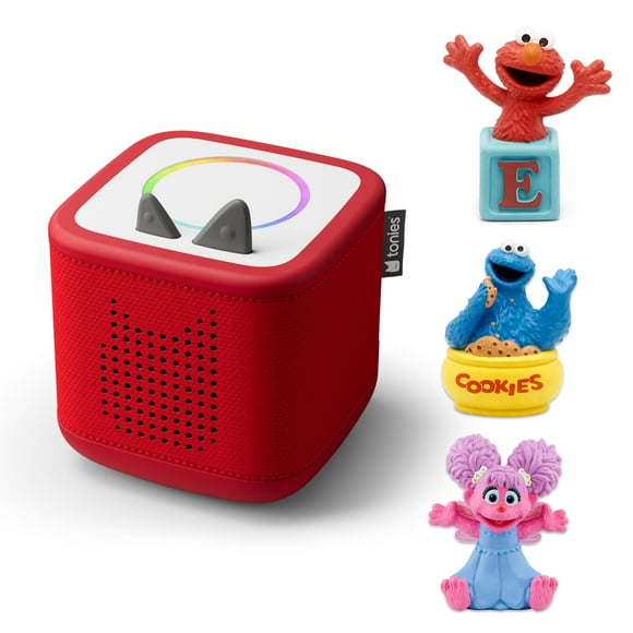 tonies Toniebox 2 Bundle with Elmo, Abby Cadabby and Cookie Monster from Sesame Street – Sunset Red (English)