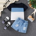 thumbnail image 2 of Utlike Boys 2-Piece Outfits Baby Color Matching T Shirt Ripped Denim Suit Boys Holiday Sets Size 9 Months-12 Months, 2 of 7