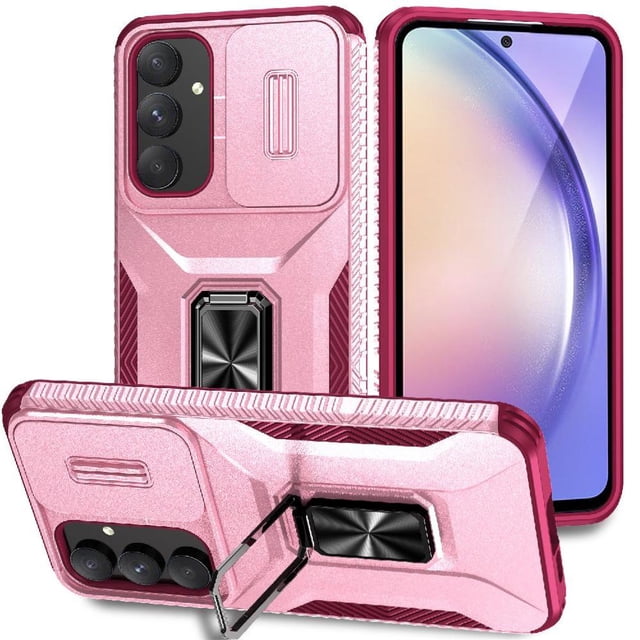 Funda para GANGXUN Samsung Galaxy A55 5G - Soporte metálico, Función magnética, Rosa