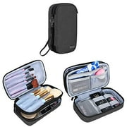 Teamoy Travel Makeup Brush Bag(up to 8.5"), Professional Cosmetic Artist Organizer Case with Handle Strap for Makeup Brushes and Beauty Supplies-Small, Black (No Accessories Included)