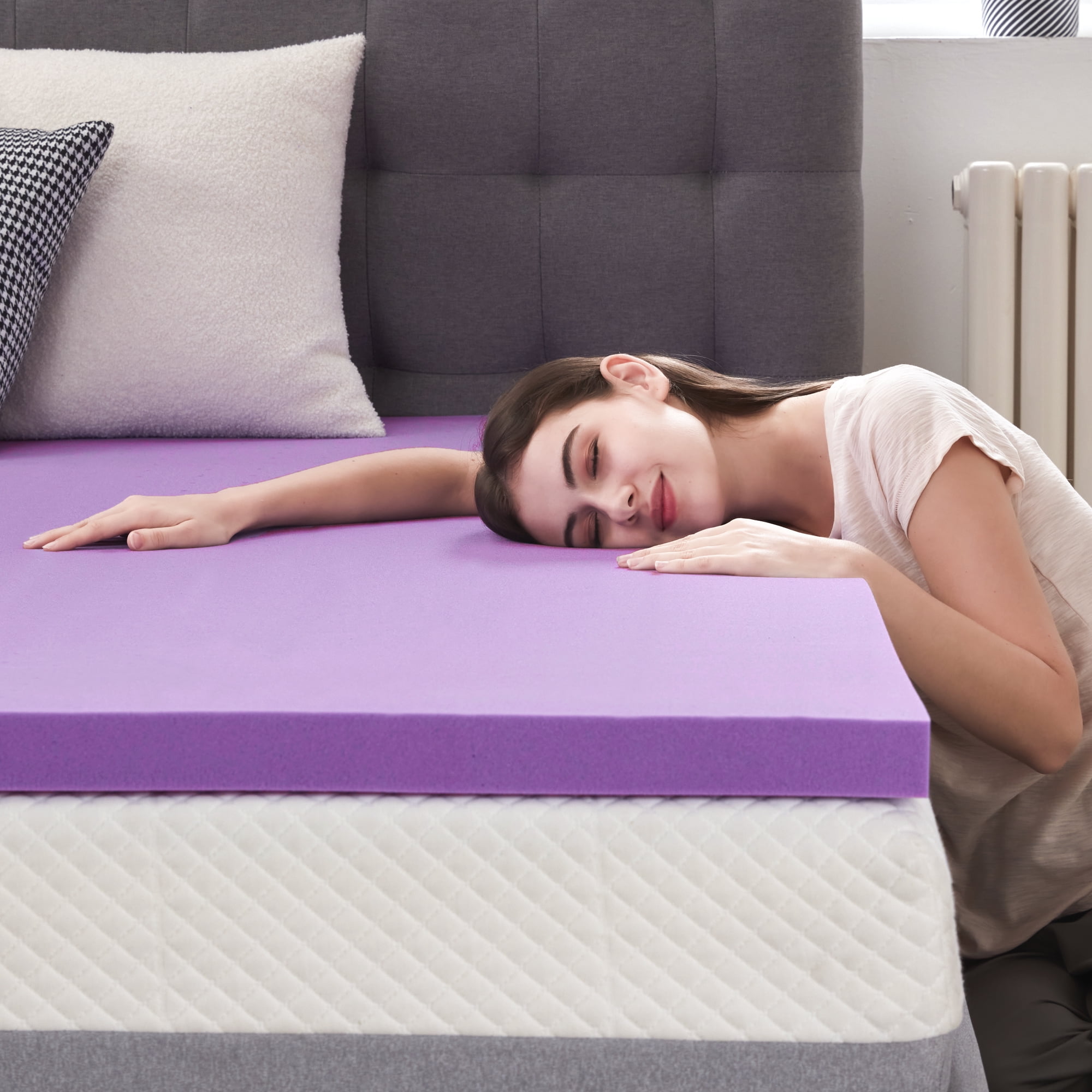 BDEUS 2" Mattress Topper, Gel Memory Foam Bed Topper for Pressure Relief, Twin Size