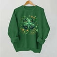 thumbnail image 6 of St. Patrick's Day Sweatshirt for Women LOVE Graphic Four Leaf Clover Print Crewneck Long Sleeve Ribbed Cuffs Festive Holiday Relaxed Fit Pullover, 6 of 7
